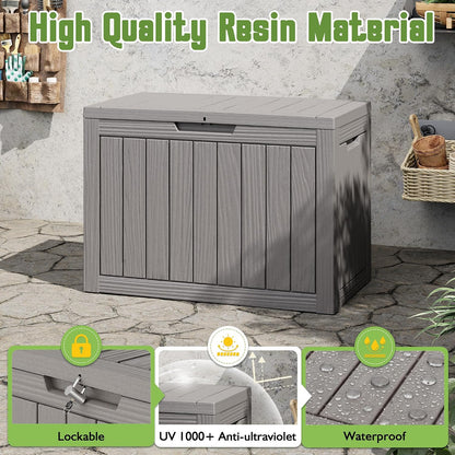 Outdoor Storage Waterproof Deck Box for Patio (45 Gallon, Grey)