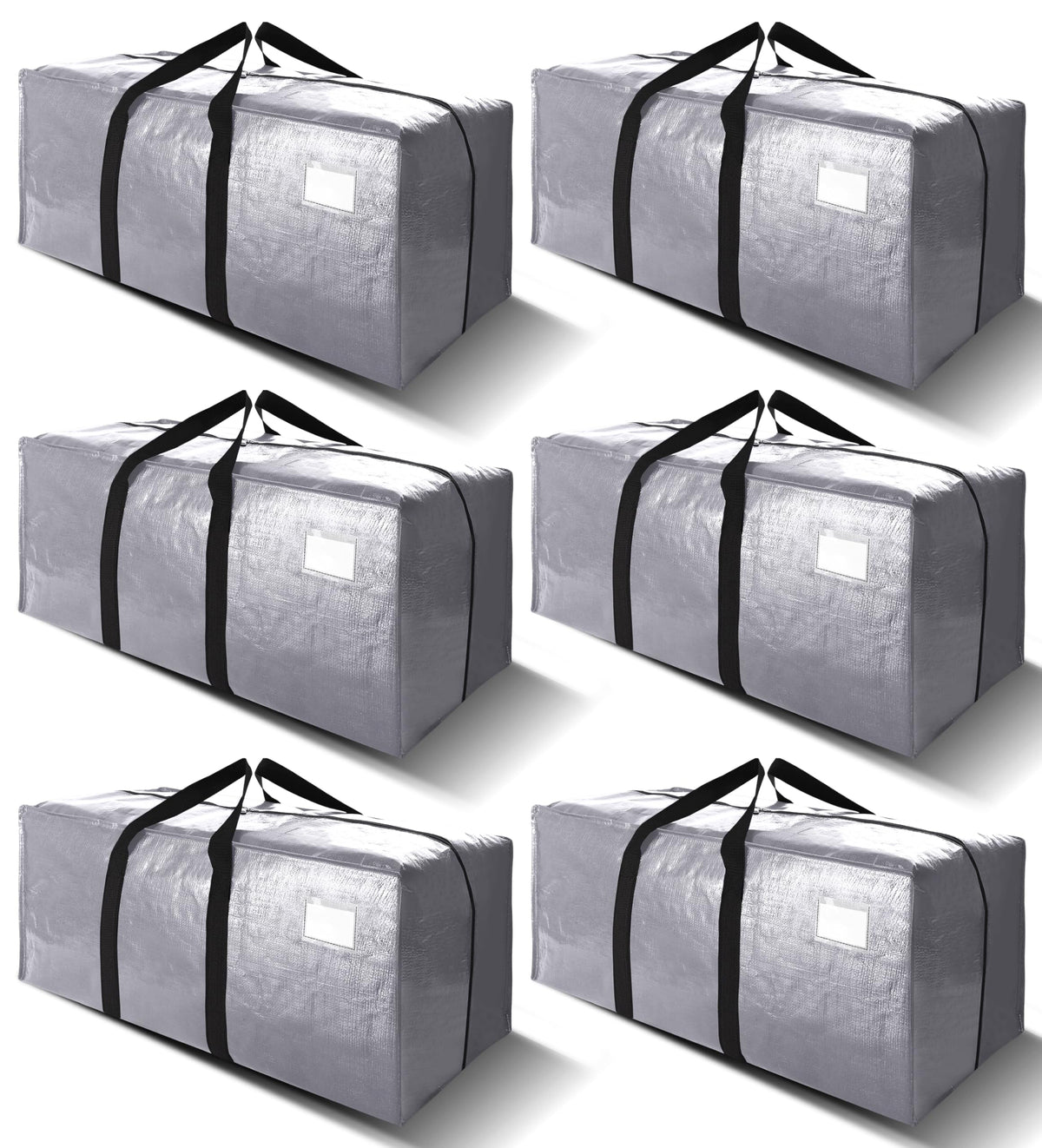 VELVETSURE Heavy Duty Extra Large Moving Bags W/Backpack Straps - Strong Handles & Zippers, Storage Totes For Space Saving, Fold Flat, Alternative to Box and Bin (Set of 6, Multicolor)