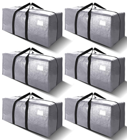 VELVETSURE Heavy Duty Extra Large Moving Bags W/Backpack Straps - Strong Handles & Zippers, Storage Totes For Space Saving, Fold Flat, Alternative to Box and Bin (Set of 6, Multicolor)