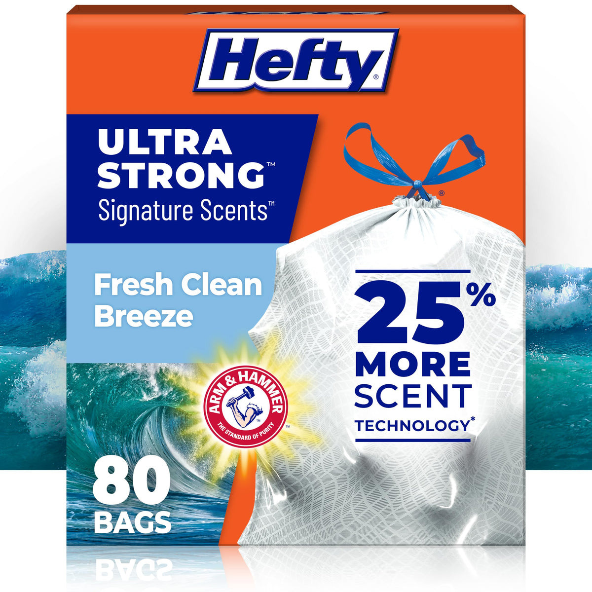 Hefty Ultra Strong Signature Scents 13G Trash Bags, Fresh Clean, 80ct