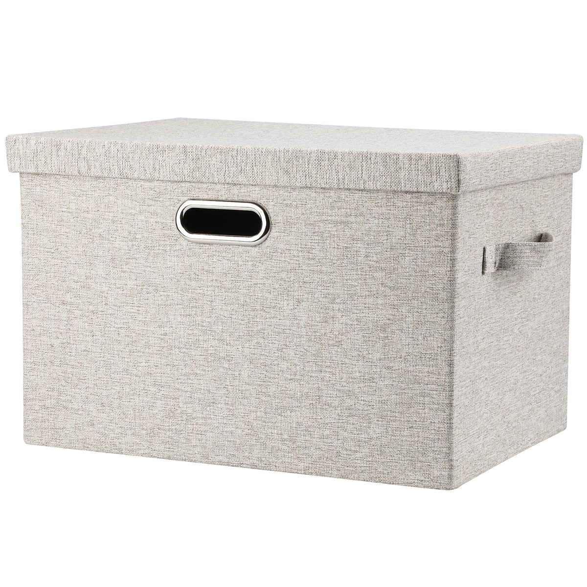 Graciadeco Large Quart Collapsible Stackable Storage Bins with Lids, 3 Packs Beige Linen Fabric Closet Boxes with Lids, Storage Cube Baskets Container Organizers for Bedroom Office(16.6 x 11.7 x 10.8)