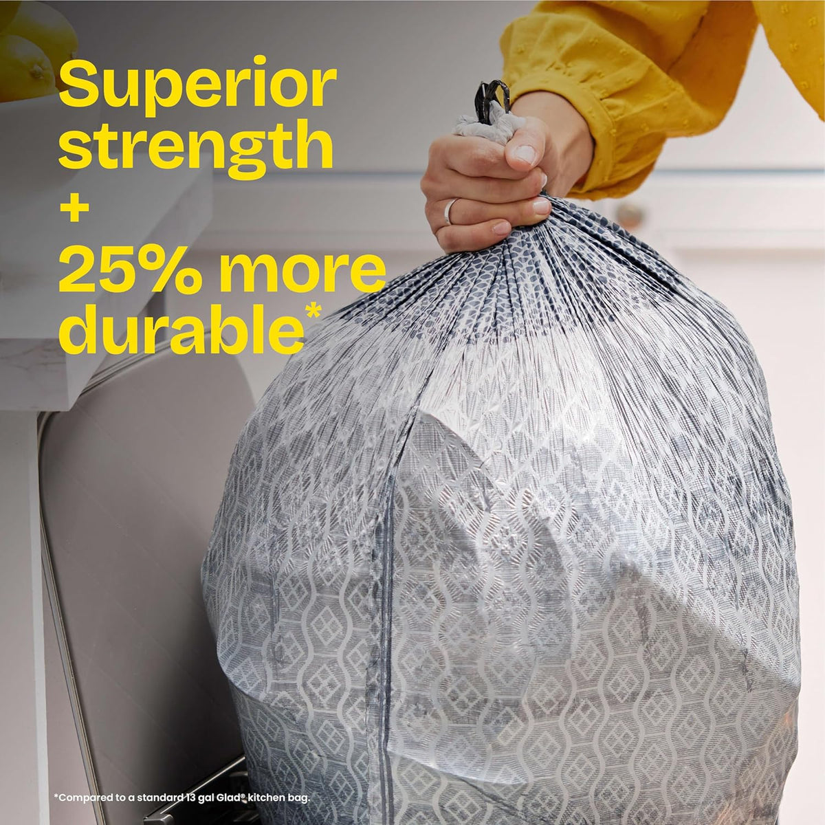 Glad ForceFlex MaxStrength Drawstring XL Kitchen Trash Bags, 20 Gal, Gain, 80 Ct (Package May Vary)