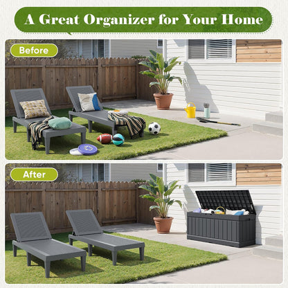 Flamaker Outdoor Storage Box 80 Gallon Resin Waterproof Deck Box