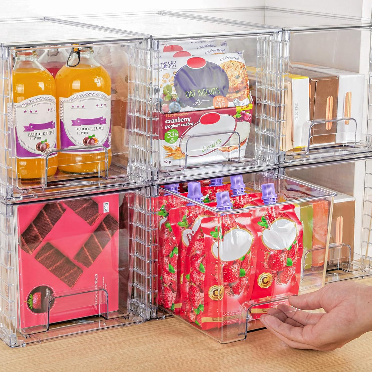 Vtopmart 4 Pack Large Stackable Storage Drawers, Clear