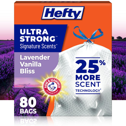 Hefty Ultra Strong Signature Scents 13G Trash Bags, Fresh Clean, 80ct