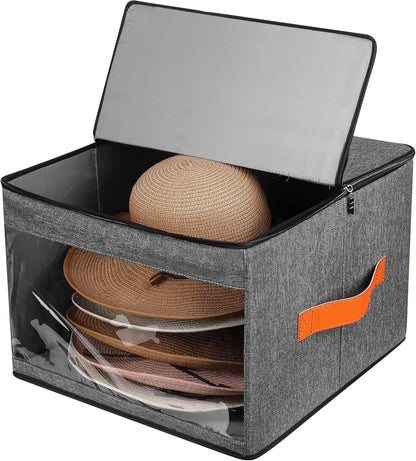 kushon Upgraded Hat Storage Box for Women & Men,Closet Hat Boxes Organizer Bag with Dustproof Lids,Cowboy Hat Box,Hat Carrier Case For Travel