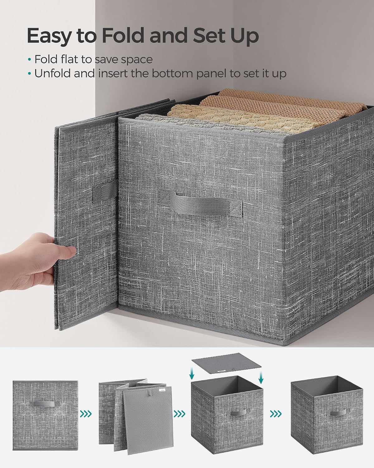 SONGMICS Storage Cubes, Set of 8, 13-Inch Foldable Closet Organizers