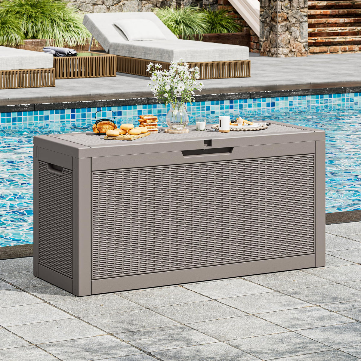 KAMABOKO Outdoor Storage Box, 150 Gallon Deck Box Outdoor Waterproof