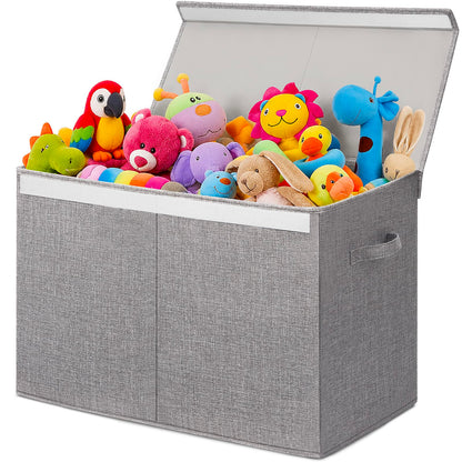 INDRESSME 85L Large Toy Storage Box with Lid Divider Foldable Toy Chest