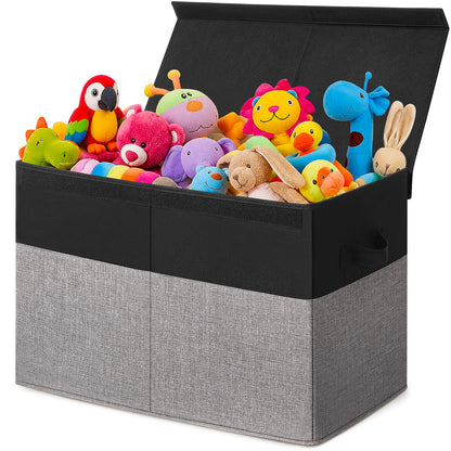 INDRESSME 85L Large Toy Storage Box with Lid Divider Foldable Toy Chest