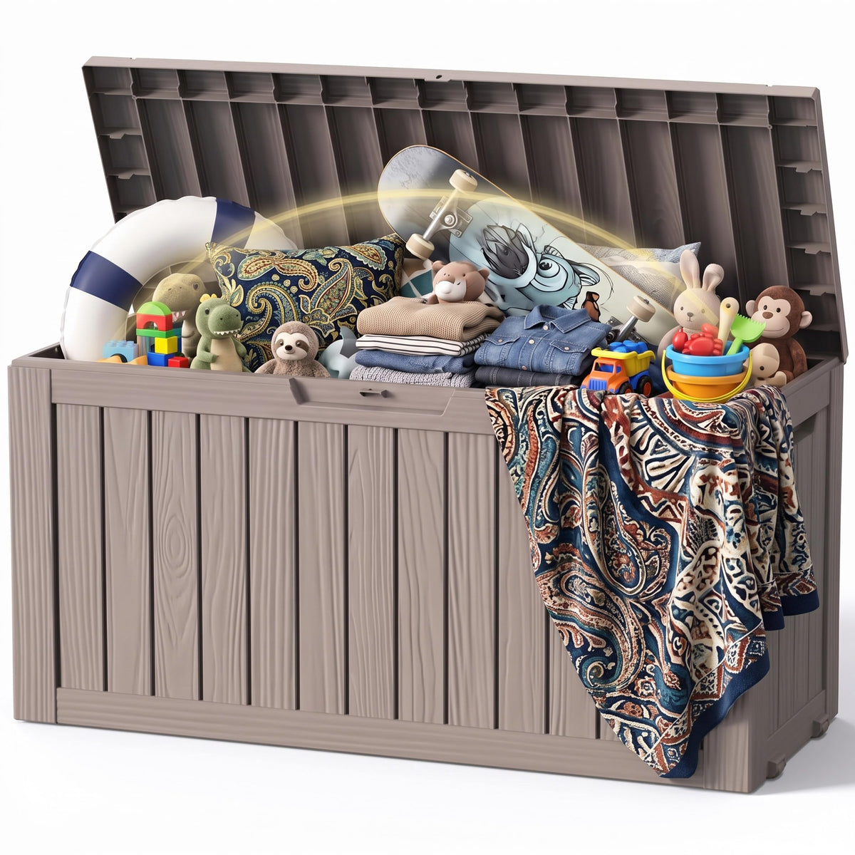 DRATO 135 Gallon Deck Boxes Outdoor Waterproof Storage Box with Wheels