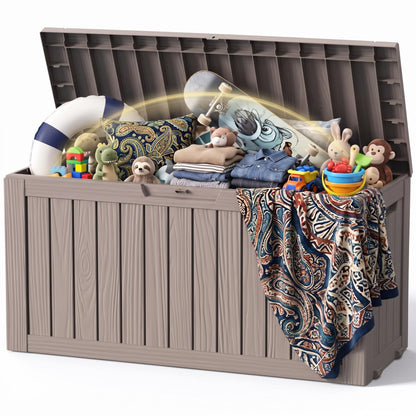 DRATO 135 Gallon Deck Boxes Outdoor Waterproof Storage Box with Wheels
