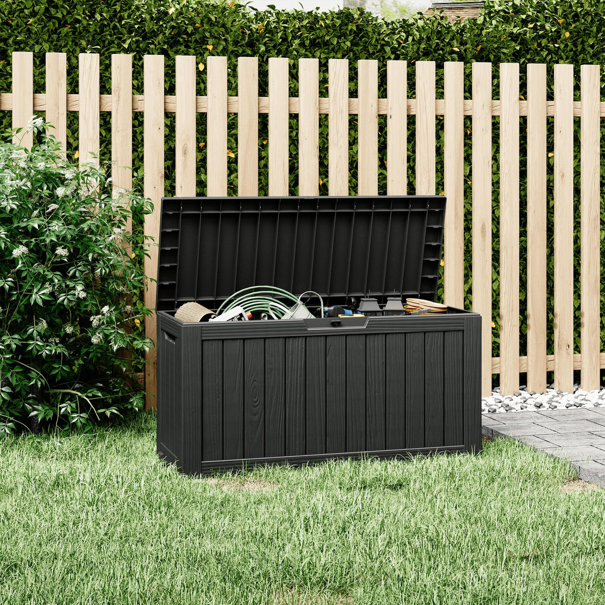 KAMABOKO Outdoor Storage Box, 150 Gallon Deck Box Outdoor Waterproof